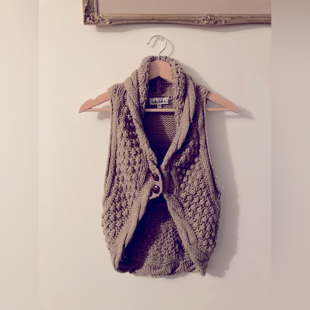 Lady Dutch High Society Vintage Brown Knit Vest Size Medium